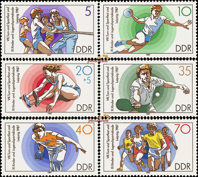 Briefmarken DDR 1987, Mi.Nr. 3111 - 3116, Turn- und Sportfest. Postfrisch