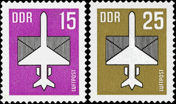 Briefmarken DDR 1987, Mi.Nr. 3128 - 3129, Flugpostmarken (V). Postfrisch