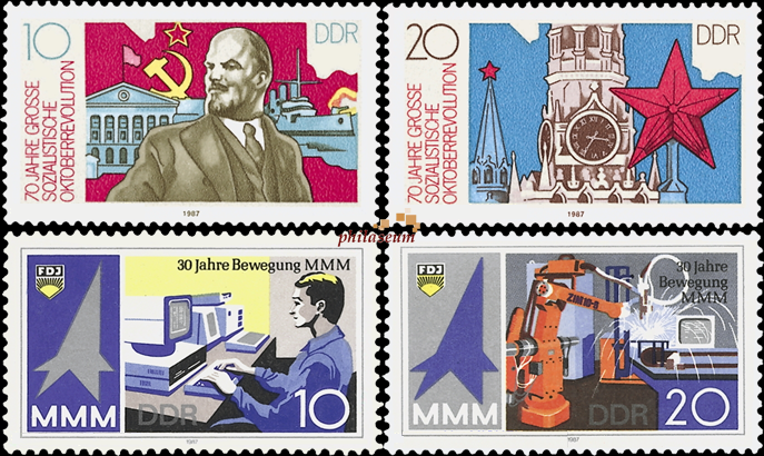 Briefmarken DDR 1987, Mi.Nr. 3130-3131, 3132-3133, Postfrisch