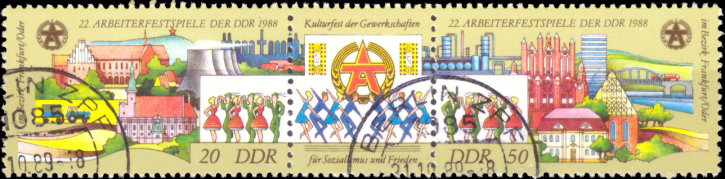 Briefmarken: DDR 1988, Mi. Nr. 3168 - 3169 (WZd742), Arbeiterfestspiele. Gestempelt
