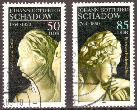 Briefmarken DDR 1989, Mi.Nr. 3250-3251, Johann Gottfried Schadow, Gestempelt