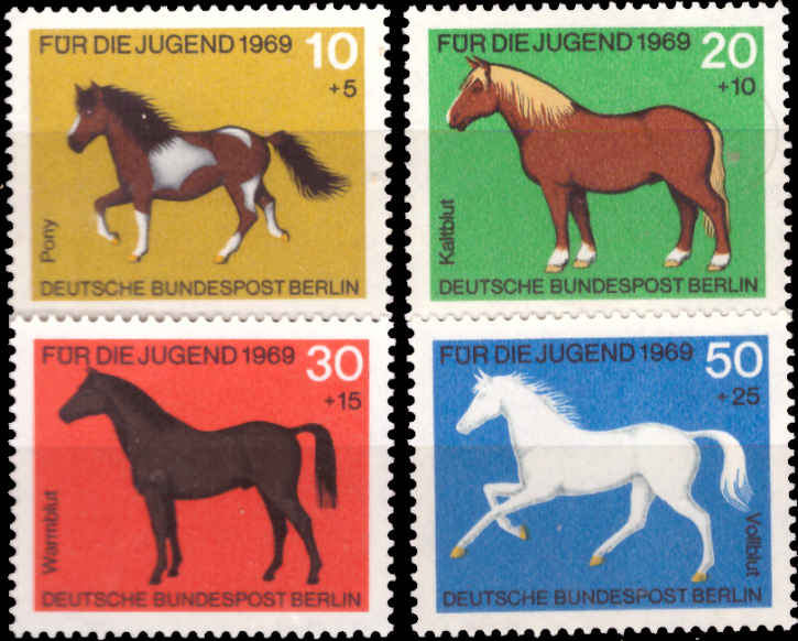 Briefmarken Berlin 1969, Mi.Nr. 326-329, Jugend: Pferde. Postfrisch