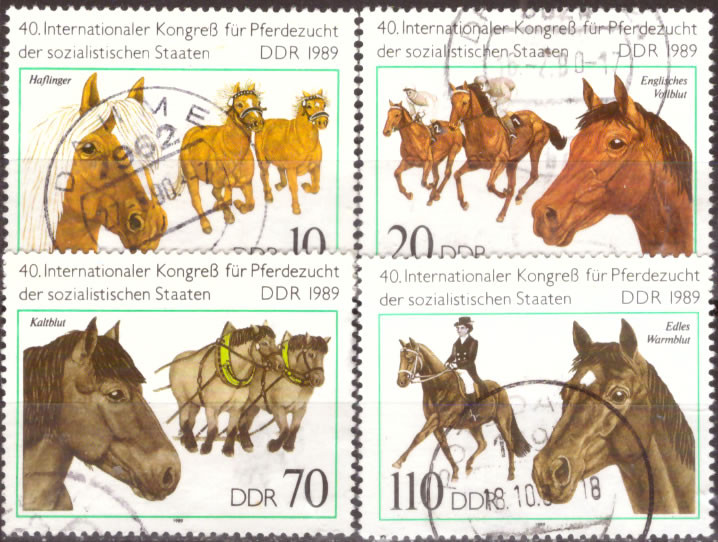 Briefmarken DDR 1989, Mi.Nr. 3261-3264, Pferdezucht. Gestempelt