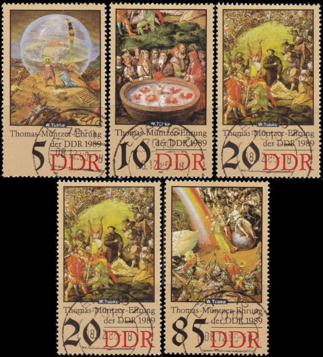 Briefmarken DDR 1989, Mi.Nr. 3269-3273, Thomas Müntzer (II), Gestempelt