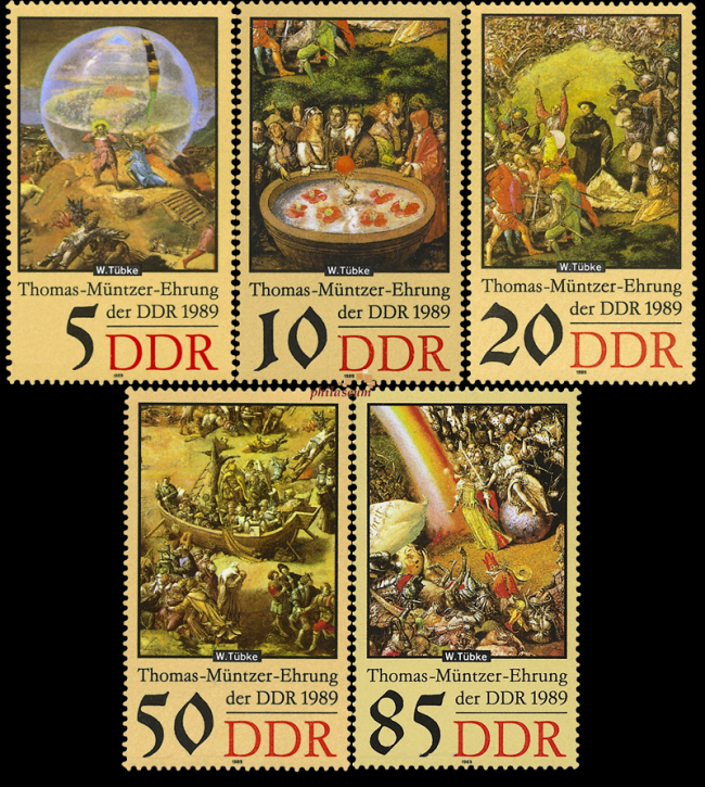 Briefmarken DDR 1989, Mi.Nr. 3269-3273, Thomas Müntzer (II), Postfrisch