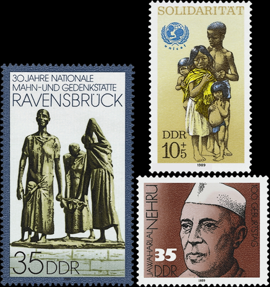 Briefmarken DDR 1989, Mi.Nr. 3274, 3275, 3284, Postfrisch