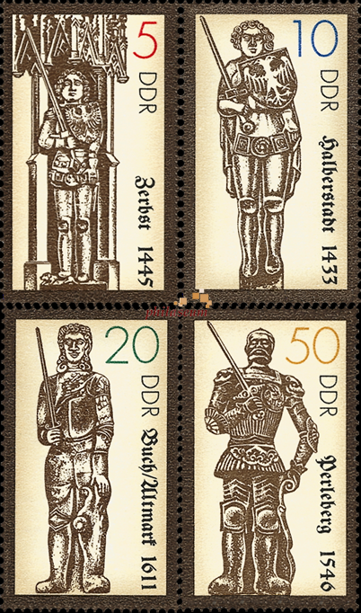 Briefmarken DDR 1989, Mi.Nr. 3285-3288, Rolandsäulen (II). Postfrisch