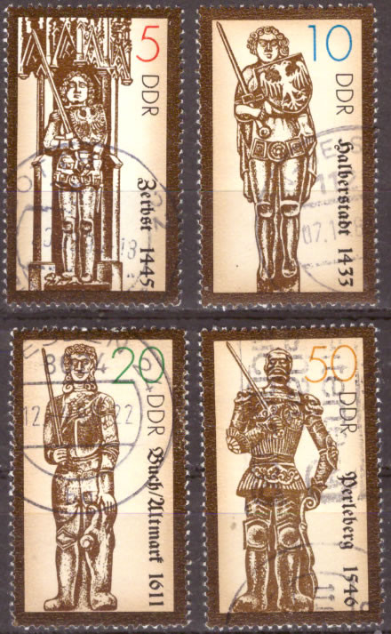 Briefmarken DDR 1989, Mi.Nr. 3285-3288, Rolandsäulen (II). Gestempelt