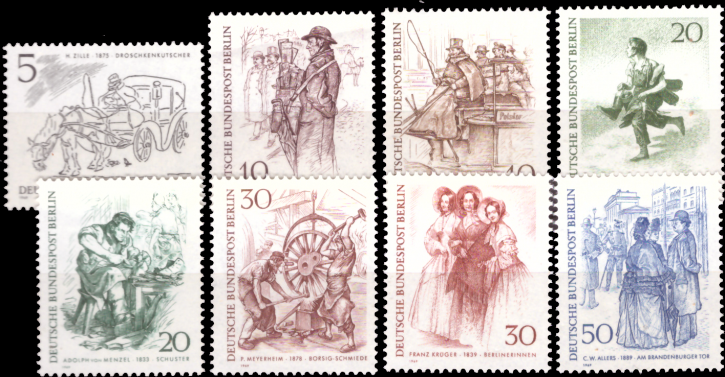 Briefmarken Berlin 1969, Mi.Nr. 330-337, Berliner des 19. Jahrhunderts. Postfrisch
