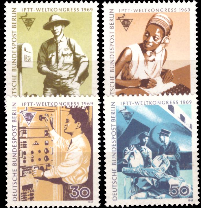 Briefmarken Berlin 1969, Mi.Nr. 342-345, Weltkongress des Personals der Post-, Telegrafen- und Telefonbetriebe (IPTT). Postfrisch