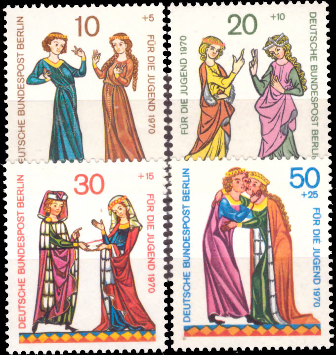 Briefmarken Berlin 1970, Mi.Nr. 354-357, Jugend: Minnesänger. Postfrisch
