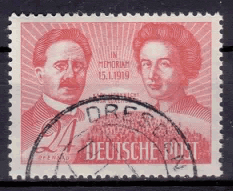 Briefmarken SBZ 1949, Mi.Nr. 229, Liebknecht und Luxemburg. Gespempelt
