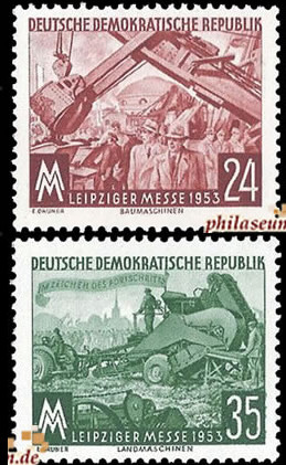 Briefmarken DDR 1953, Mi.Nr. 380-381, Leipziger Messe, Postfrisch