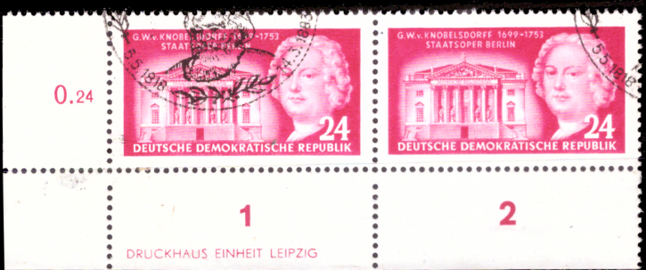philaseum Briefmarken DDR 1953, Mi.Nr. 382 DZ (Druckereizeichen), Baumeister, Gestempelt