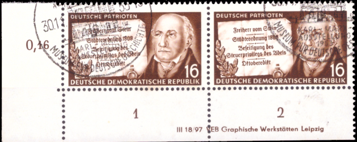 Briefmarken DDR 1953, Mi.Nr. 399 DV (Druckvermerk), Deutsche Patrioten, ESST Gestempelt