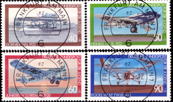Briefmarken BRD (Bund) 1979, Mi.Nr. 1005-1008, Jugend: Luftfahrt. Gestempelt