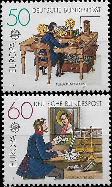 Briefmarken BRD (Bund) 1979, Mi.Nr. 1011-1012, Europa: Post- und Fernmeldewesen. Postfrisch