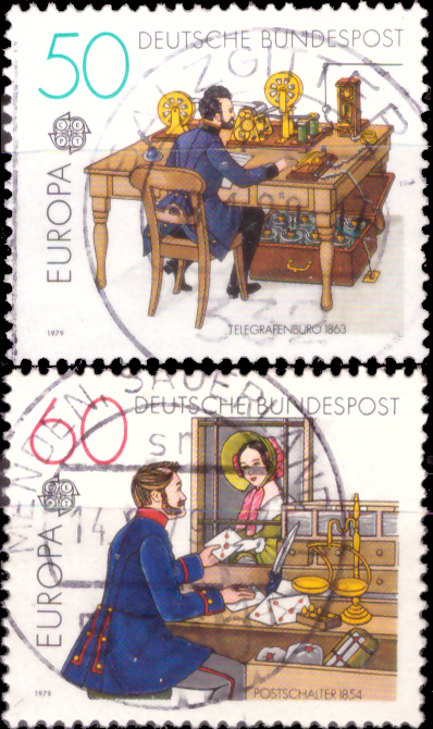 Briefmarken BRD (Bund) 1979, Mi.Nr. 1011-1012, Europa: Post- und Fernmeldewesen. Gestempelt