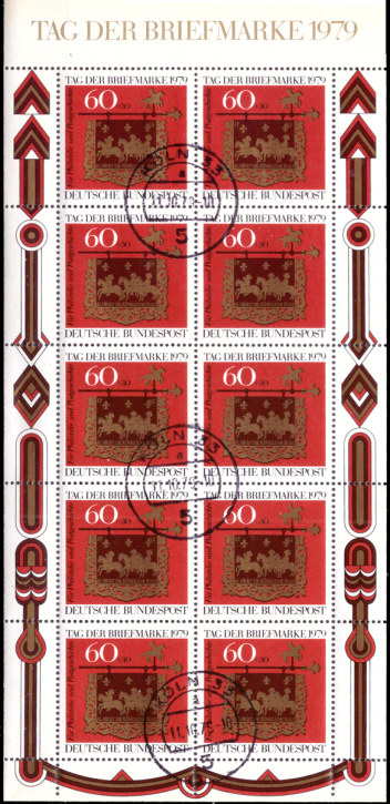 Briefmarken BRD (Bund) 1979, Mi.Nr. 1023 Kleinbogen, Tag der Briefmarke. Gestempelt