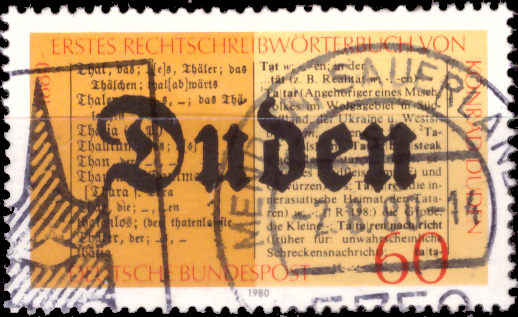 Briefmarken BRD (Bund) 1980, Mi.Nr. 1039, Konrad Duden. Gestempelt