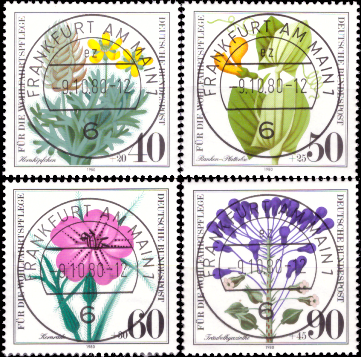 Briefmarken BRD (Bund) 1980, Mi.Nr. 1059-1062, Wohlfahrt: Gefährdete Ackerwildkräuter. Gestempelt