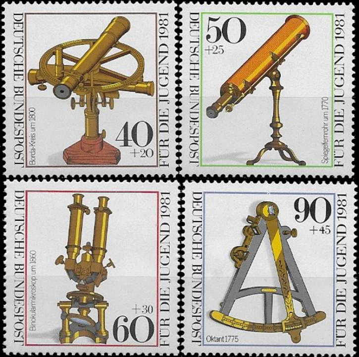 Briefmarken BRD (Bund) 1981, Mi.Nr. 1090-1093, Jugend: Optische Instrumente. Postfrisch
