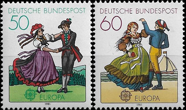 Briefmarken BRD (Bund) 1981, Mi.Nr. 1096-1097, Europa: Folklore. Postfrisch
