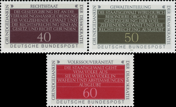 Briefmarken BRD (Bund) 1981, Mi.Nr. 1105-1107, Grundgesetz. Postfrisch