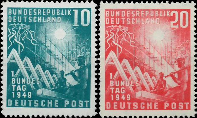 Briefmarken BRD (Bund) 1949, Mi.Nr. 111-112, Eröffnung des ersten Deutschen Bundestages, Bonn. Postfrisch