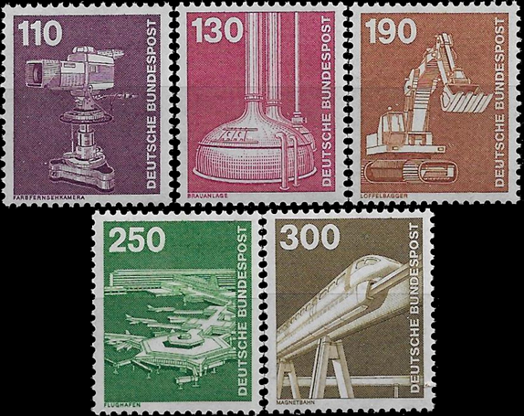 Briefmarken BRD (Bund) 1982, Mi.Nr. 1134-1138, Freimarken: Industrie und Technik (III). Postfrisch