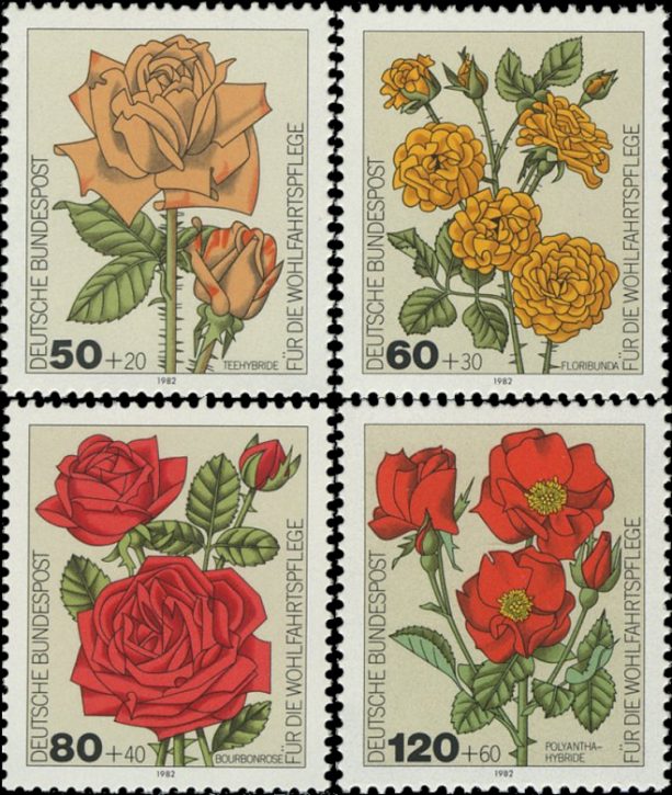 Briefmarken BRD (Bund) 1982, Mi.Nr. 1150-1153, Wohlfahrt: Gartenrosen.. Postfrisch