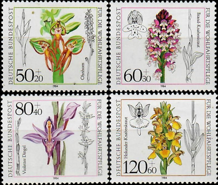 Briefmarken BRD (Bund) 1984, Mi.Nr. 1225-1228, Wohlfahrt: Orchideen. Postfrisch