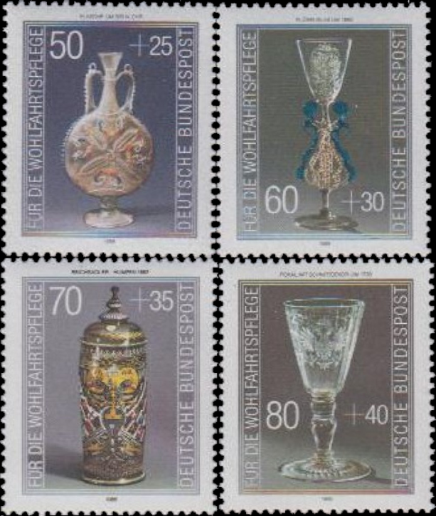 Briefmarken BRD (Bund) 1986, Mi.Nr. 1295-1298, Wohlfahrt: Kostbare Gläser. Postfrisch