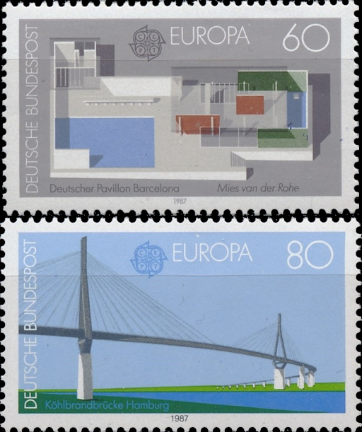 Briefmarken BRD (Bund) 1987, Mi.Nr. 1321-1322, Europa: Moderne Architektur. Postfrisch