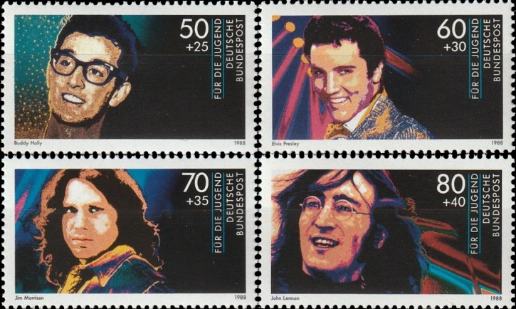 Briefmarken BRD (Bund) 1988, Mi.Nr. 1360-1363, Jugend: Idole der Rock- und Popmusik. Postfrisch