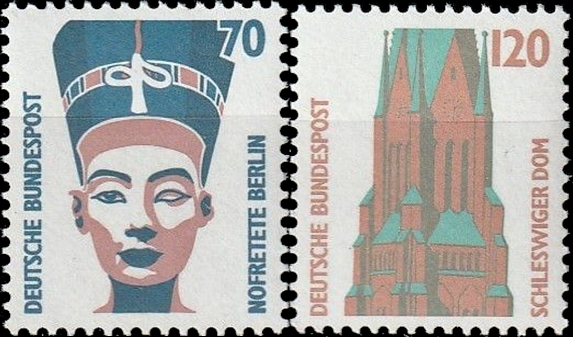 Briefmarken BRD (Bund) 1988, Mi.Nr. 1374-1375, Freimarken: Sehenswürdigkeiten (III). Postfrisch