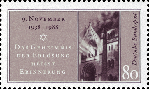 Briefmarken BRD (Bund) 1988, Mi.Nr. 1389, Reichskristallnacht. Postfrisch