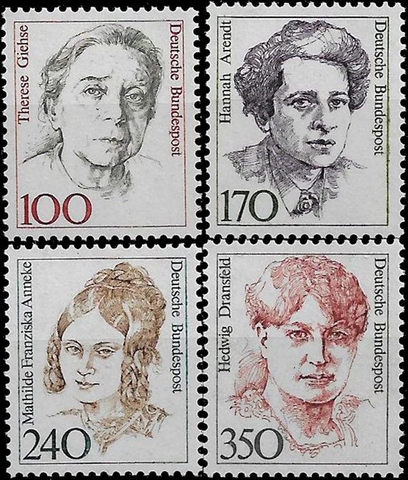 Briefmarken BRD (Bund) 1988, Mi.Nr. 1390-1393, Freimarken: Frauen der deutschen Geschichte (VI). Postfrisch