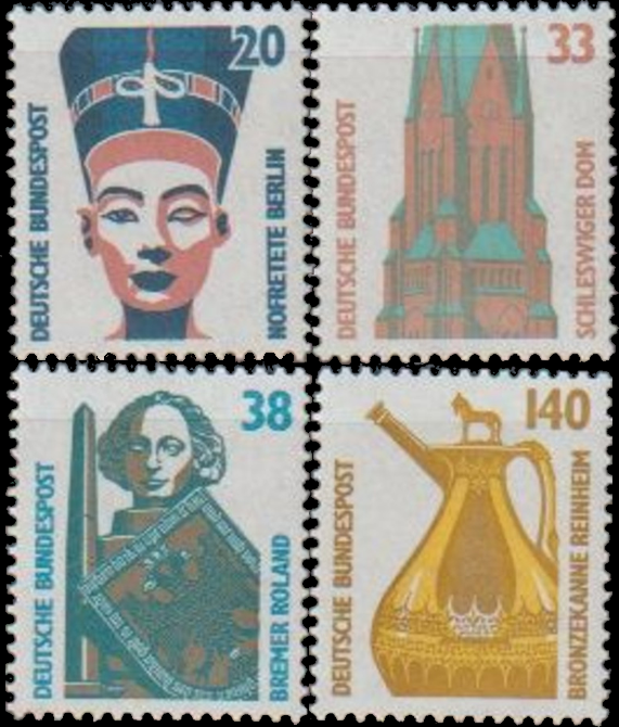 Briefmarken BRD (Bund) 1989, Mi.Nr. 1398-1401, Freimarken: Sehenswürdigkeiten (V). Postfrisch