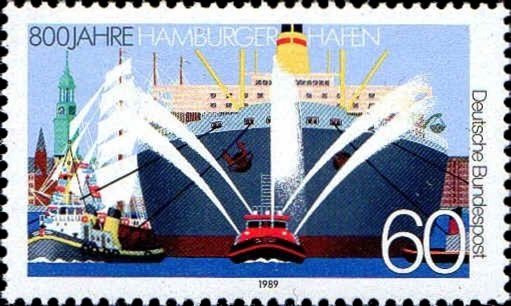 Briefmarken BRD (Bund) 1989, Mi.Nr. 1419, 800 Jahre Hamburger Hafen. Postfrisch