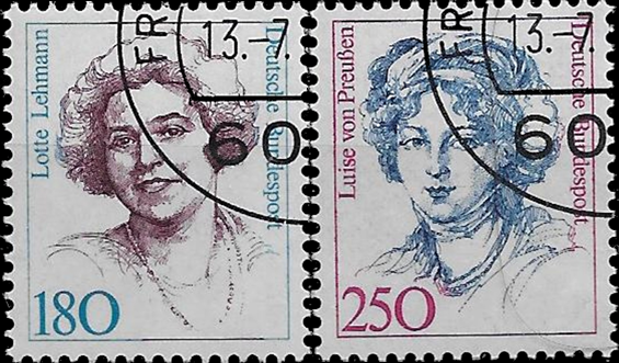 Briefmarken BRD (Bund) 1989, Mi.Nr. 1427-1428, Freimarken: Frauen der deutschen Geschichte (IX). Gestempelt