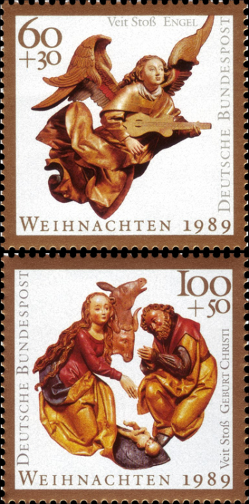 Briefmarken BRD (Bund) 1989, Mi.Nr. 1442-1443, Weihnachten. Postfrisch