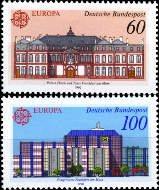 Briefmarken BRD (Bund) 1990, Mi.Nr. 1461-1462, Europa: Postalische Einrichtungen. Postfrisch