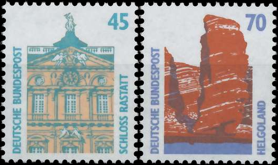 Briefmarken BRD (Bund) 1990, Mi.Nr. 1468-1469, Freimarke: Sehenswürdigkeiten (VIII). Postfrisch
