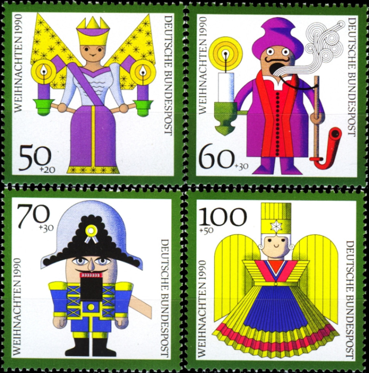 Briefmarken BRD (Bund) 1990, Mi.Nr. 1484-1487, Weihnachten. Postfrisch