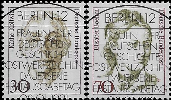 Briefmarken BRD (Bund) 1991, Mi.Nr. 1488-1489, Freimarken: Frauen der deutschen Geschichte (XI). Ersttagssonderstempel