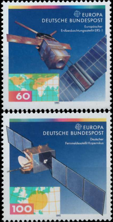 Briefmarken BRD (Bund) 1991, Mi.Nr. 1526-1527, Europa: Europäische Weltraumfahrt. Postfrisch