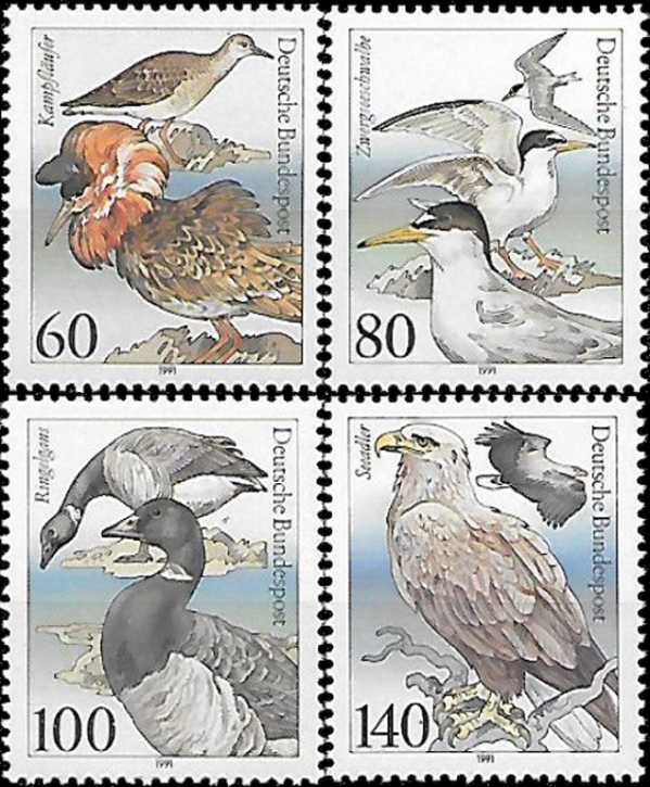 Briefmarken BRD (Bund) 1991, Mi.Nr. 1539-1542, Tierschutz: Bedrohte Seevögel. Postfrisch