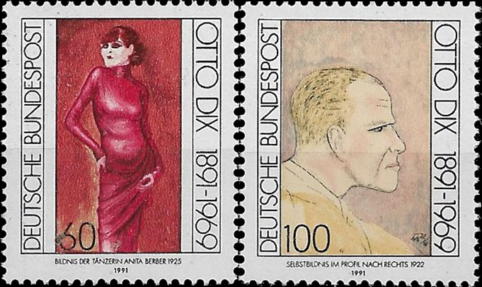 Briefmarken BRD (Bund) 1991, Mi.Nr. 1572-1573, Otto Dix. Postfrisch
