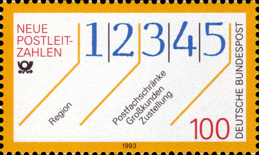 Briefmarken BRD (Bund) 1993, Mi.Nr. 1659,  Neue Postleitzahlen. Postfrisch